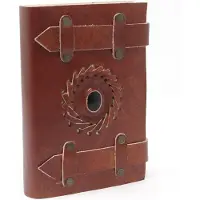 Ancient Wisdom Leren Notitieboek - Met Riemen - Handgemaakt in India - Zwarte Onyx - 15 x 10cm