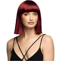 Boland - Pruik Djamilla sienna brown Bruin - Steil - Halflang - Vrouwen - Showgirl - Premium Quality - Stijlbaar - Verstelbaar - Wasbaar - Cosplay - Carnaval - Themafeest - Theater