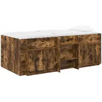 vidaXL - Loft - Bed - Frame - met - Kast - 3 - st - Gerookt - eiken - Bewerkt - hout