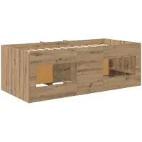 vidaXL - Loft - Bed - Frame - met - Kast - 3 - st - Artisanaal - eiken - Bewerkt - hout
