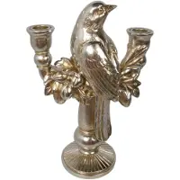 Mars & More Kaarsenhouder vogel hars zilver 18,5x10x28,7cm