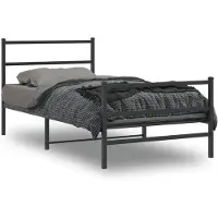 vidaXL - Bedframe - met - hoofd- - en - voeteneinde metaal - zwart - 100x200 - cm
