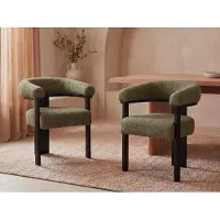 Vente-unique Set van 2 stoelen met armleuningen van boucléstof en heveahout - Kaki en zwart - LIVELIA van Pascal MORABITO