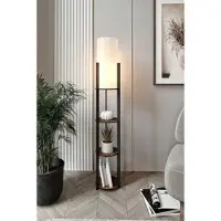 Opviq , moderne staande lamp van kraftpapier en MDF, walnootkleur, 135 cm hoog | 1 x E27 fitting, max. 40 W | IP22, elegant design voor uw huis, exclusief lamp.