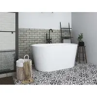 Vente-unique Ovalen losstaand bad - 180 L - 130 x 71 x 58 cm - Wit - Acryl - APOGON