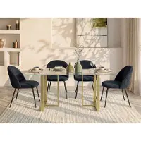 Vente-unique Eettafel voor 6 personen van gehard glas en roestvrij staal - Transparant en goudkleurig - NILESA II van Pascal Morabito