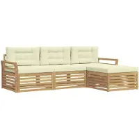 vidaXL Buiten bank set 4 st Wit en crèmekleurig