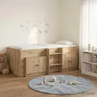 Prolenta Maison Exclusive - Bedframe in loftstijl met kast, 3 stuks, beukenfineer met houtstructuur