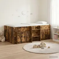 Prolenta Maison Exclusive - Loft bedframe met kast, gemaakt van 3 stuks rook-eiken houtfineer