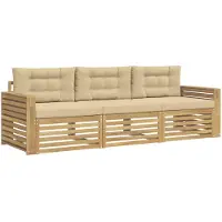 vidaXL Buiten bank set 3 st Wit en Beige Massief Acacia Hout