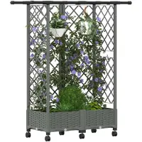 vidaXL Verhoogd Bed met Trellis en Dak Lichtgrijs 124 x 40 x 127 cm PP