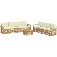 vidaXL Buiten bank set 9 st Wit en crèmekleurig Polyester