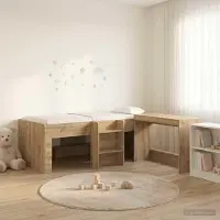 Prolenta Maison Exclusive - Stapelbed met bureau voor kinderen, 2 stuks, ambachtelijk eikenhout