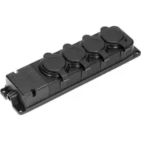 ORNO Heavy-duty verdeelstekker - Opbouw wandcontactdoos met afdichting - Stopcontact zonder snoer - stekkerblok 4-Voudig - Waterdicht & Brandwerend Rubber IP 44 - Zwart