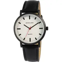 Excellanc Herenhorloge van roestvrij staal 2900252 QBOS herenhorloge met imitatieleren band