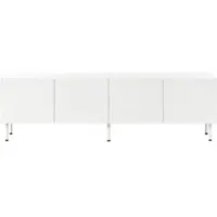 OKWISH Tv-Meubel – 4 Deuren Met Push-To-Open – Woonkamer Lowboard Met Kabeldoorvoer – Wit MDF En Spaanplaat – 170x35x50 Cm