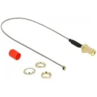 DeLOCK MHF I (v) - SMA (v) kabel met ferriet kern - Micro Coax (1,13 mm) - 50 Ohm / grijs - 0,20 meter