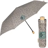 OEM Biologisch afbreekbare paraplu met houten handvat - Reisparaplu met handmatige opening - Praktische paraplu voor reizen - Windbestendige damesparaplu (grijs met witte bloemen)