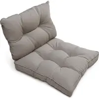 Beautissu Set Loungekussen Outdoor – Zitkussen 50x50 cm & rugkussen 50x40 cm – Weerbestendig Vlekwerend Kussens voor Tuinmeubelen voor Tuinmeubelen Loungekussens Outdoor Zitkussens Lichtgrijs
