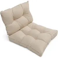 Beautissu Set Loungekussen Outdoor – Zitkussen 70x70 cm & rugkussen 70x40 cm – Weerbestendig Vlekwerend Kussens voor Tuinmeubelen voor Tuinmeubelen Loungekussens Outdoor Zitkussens Nature