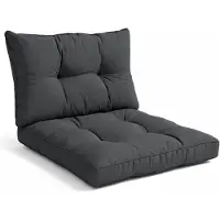 Beautissu Lounge Kussen Set met Zitkussen 60x60 cm & Rugkussen 60x40 cm Antracite – Comfortabel Tuinkussen voor Tuinstoelen Rotan Stoelen Tuinmeubelen en Fauteuils – Loungekussens Outdoor – xLuna