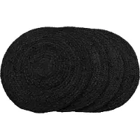 Nest of Nora 4 pack Placemats rond - Jute gevlochten ø38 cm - Donker grijs