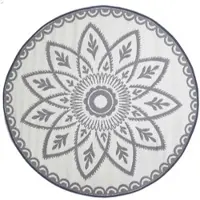 Homescapes Buitenkleed Rond Vloerkleed – ⌀180cm – Buitentapijt – Grijs & Wit Tuinkleed Tuinkleed – Tuintapijt – Omkeerbaar – Waterdicht & UV–bestendig – Gerecycled polypropyleen – "Henna"
