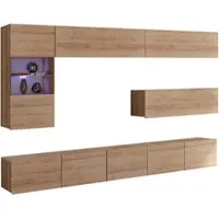 AX Living Meubels voor de woonkamer, Kossana 4 – 255 cm breed, eikenhout in gouden tint