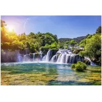 WALLARENA - Fotobehang - 350x250 cm - waterval natuur uitzicht voor slaapkamer woonkamer muurdecoratie
