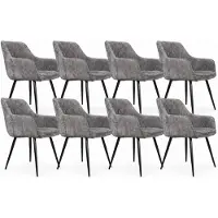 DS4U - Flavio eetkamerstoel - Set van 8 - Donkergrijs - Velvet - Met armleuning