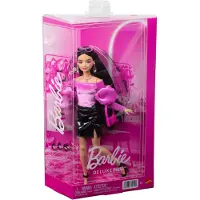 Barbie Deluxe Stijl - Met een glanzend minirokje en zwart haar - Modepop