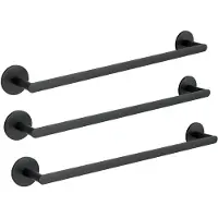 Auralum Max 3PCS Handdoekrek Zwart - Handdoekrek badkamer - Wandmontage Handdoekhouder - Zonder Boren / Zelfklevend - Handdoekstang