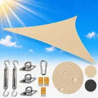 Silvergear Schaduwdoek Driehoek 3.6 x 3.6 x 3.6 m - UV Blok 90% - Zonnezeil Waterdicht - Zonwering Doek - Schaduwdoek 3x3x3 - Shade Sail - Beige -