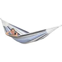 Famanu - Salsa Marine weerbestendige en UV-bestendige Hangmat - 210 cm x 140 cm - tot 150 kg - blauw gestreept