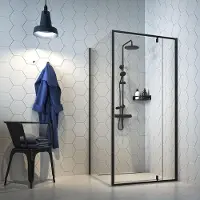 Sealskin Draaideur Met Zijwand Hooked - Matzwart - 100x100x200cm - 6mm Veiligheidsglas