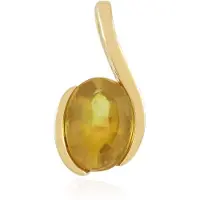 Cavill - 925 Zilver Verguld - Gele Madagaskar Saffier Ovaal 0,99 ct - Zilveren Hanger - Bezel Zetting - Elegant Saffier Sieraad Dames
