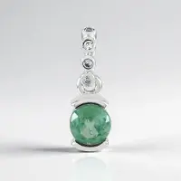 Cavill - Zilveren Hanger met Mint Kyaniet Munt 0,556 Ct & Zirkonen 0,027 Ct - 925 Sterling Zilver Rond Bezel - Handgemaakt Elegante Sieraden Dames