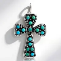 Cavill - 925 sterling zilveren hanger - Blauwe Kingman Mohave Turkoois cabochon 1,645 ct - Handgemaakt casual en elegant sieraad