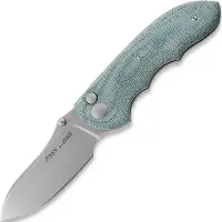 Viper Moon vouwmes, Stonewashed, Teal Canvas Micarta