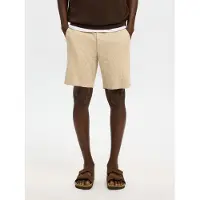Selected slim fit bermuda van mix van katoen en linnen model 'BRODY'