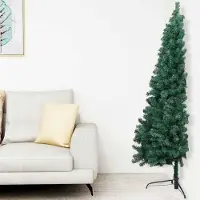 Prolenta Maison Exclusive - Kunstkerstboom, halver grootte, met verlichting, groene ballen, 210 cm