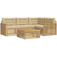 vidaXL Buiten bank set 5 st Wit en Beige Polyester