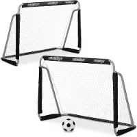 Relaxdays voetbaldoel - set van 2 - kinderen en volwassenen - metaal - 110 x 150 x 75 cm - zwart