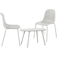 CLP Veldin tuinset - voor de tuin - loungeset - Set van tafel Berea en 2 x stoel Hardin - UV-bestendig - Tuinmeubelen - licht grijs
