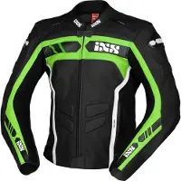 IXS Sport RS-600 1.0 motorfietslederjack, zwart/groen/wit, maat 48