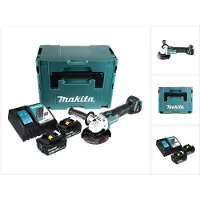 Makita DGA 504 RGJ accu haakse slijper 18 V 125 mm borstelloos + 2x accu 6.0 Ah + lader + Makpac