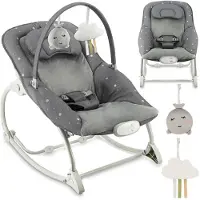 Momi LAPIS - Babywipstoel - Wipstoel met Vibratie en Melodieën - Verstelbare Rugleuning - Donkergrijs