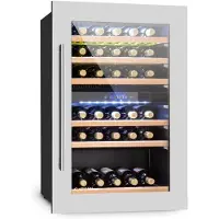Klarstein Wijnkoelkast 2 zones, 132L drankenkoelkast, Kleine inbouw wijnkast smal, Wijnkoelkast met glazen deur, Outdoor flessenkoelkast, Wine Fridge 5-22°C, 35 flessen