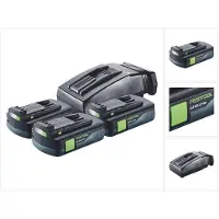 Festool energieset 3x BP 18 Li 3,0 C accu 18 V 3,0 Ah / 3000 mAh Li-Ion ( 3x 577658 ) + TCL 6 oplader ( 201135 )