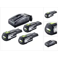 Festool energieset 3x BP 18 Li 3,0 Ergo I accu 18 V 3,0 Ah / 3000 mAh Li-Ion ( 3x 577704 ) + TCL 6 oplader ( 201135 )